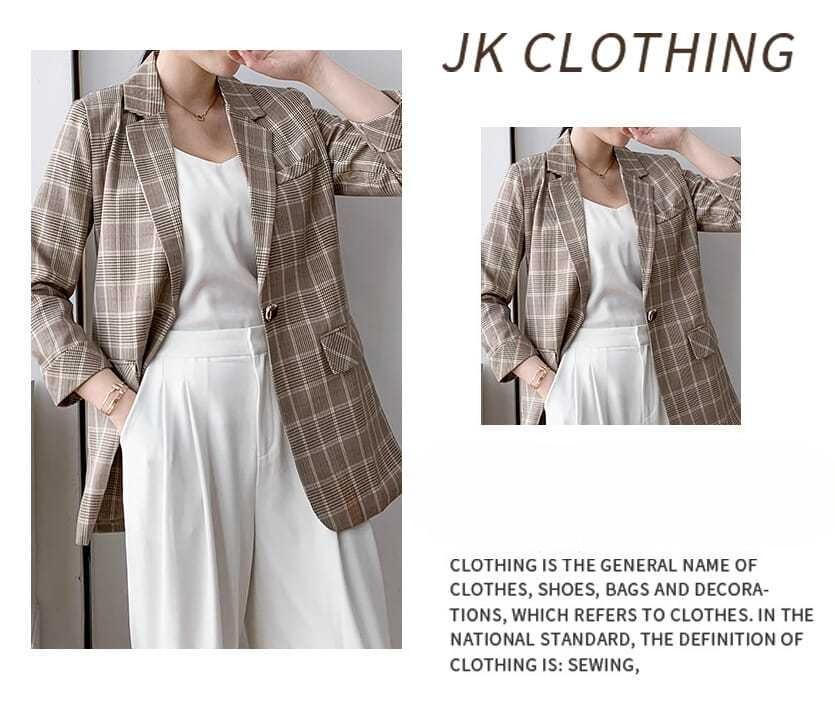 Women Blazer Plaid Coat New Notched Collar Business Suits Work Office Ladies Suit Jacket Casual Vintage Blazers