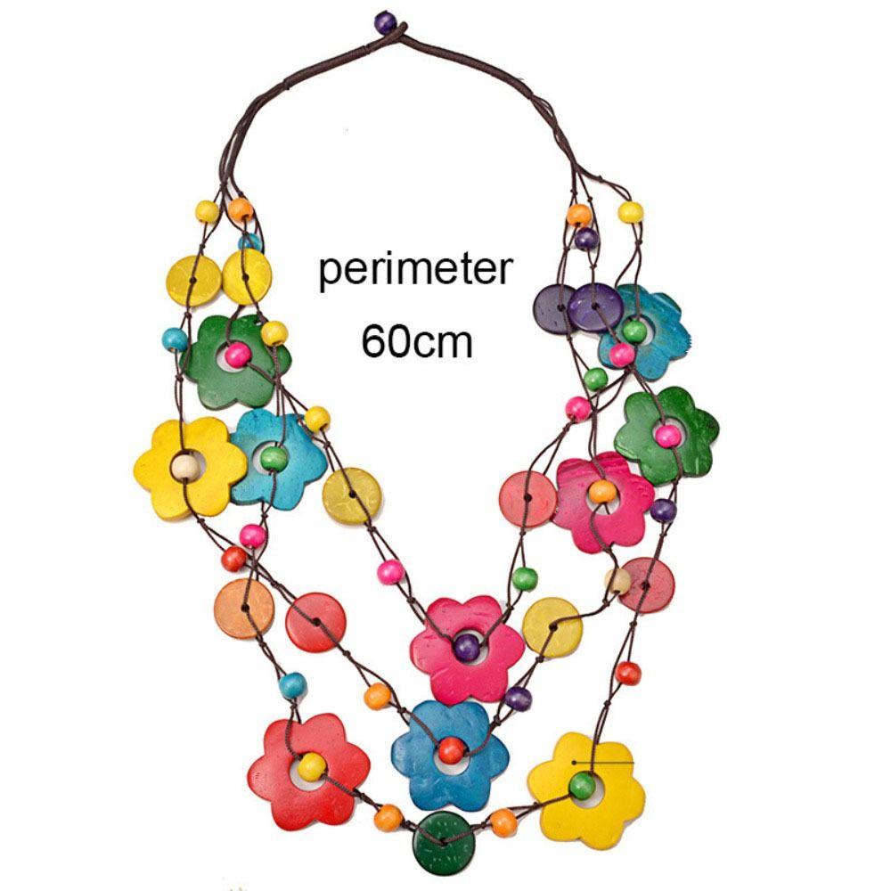 Wood Pendant Maxi Necklace Bohemian Flower Necklace Collar Ethnic Statement Choker