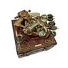 Vintage Maritime Brass Nautical 4 inches Sextant with Wooden Box Marine