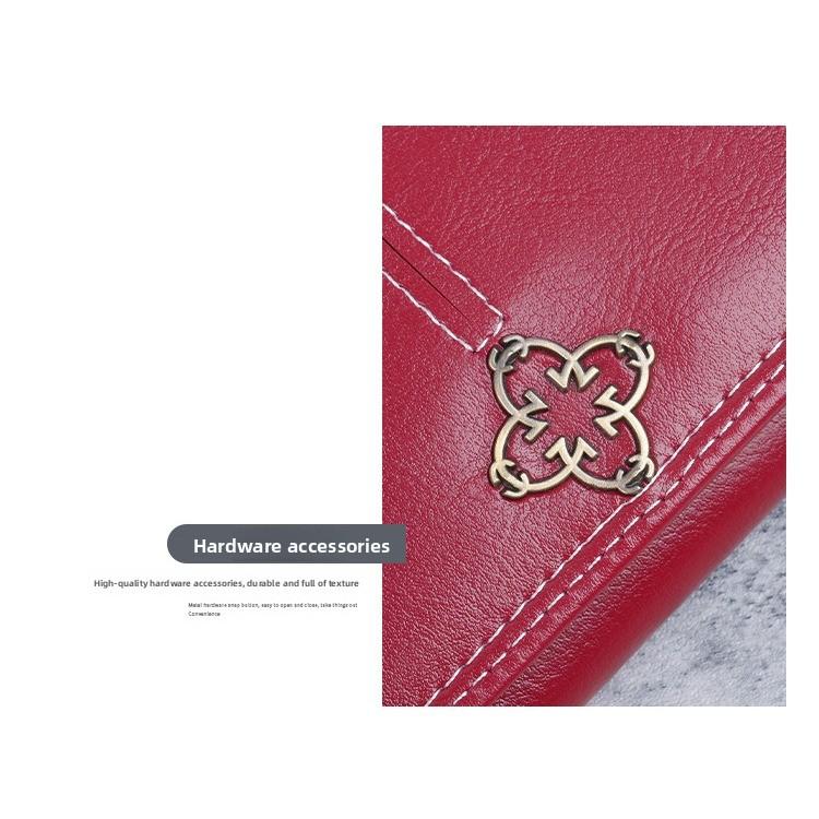 Wallet Lady Long Style Oil Wax Leather Money Clip Retro Zippered Large Capacity Handbag Women