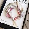 Thin Pearl Necklace with Magnetic Clasp, Lazy-style Silk Scarf, Women's Pendant Scarf, Collarbone Chain