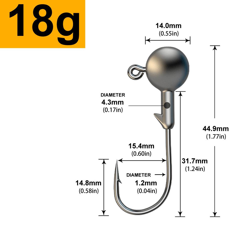MrLurion 30pcs 1g 2g 3g 5g 10g 14g 18g 22g 25g 28g Fishing jigging head hook ,round head rigs fishhook for soft worm crank lures