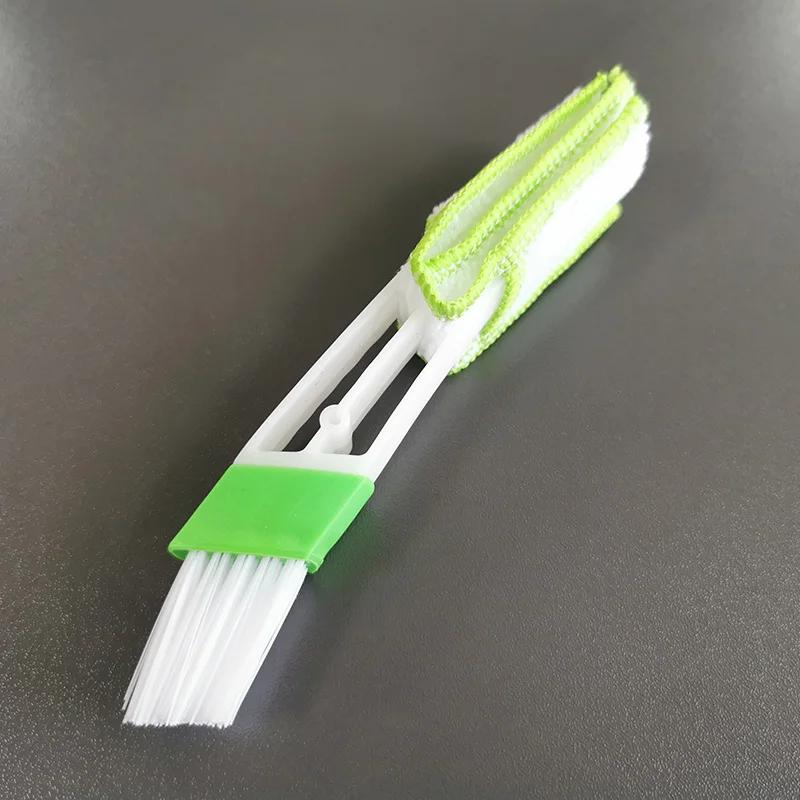 2In1 Green Car Air-conditioner Outlet Dirt Duster Cleaner Brush Car Air Conditioning Vent Blinds Cleaning Brush Car Accessories
