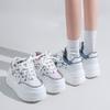 Fashion 2025 New 8CM Fashion Autumn Women Vulcanized Platform Wedge High Heels Lace Up Breathable Casual Comfortable Skateboard Shoes