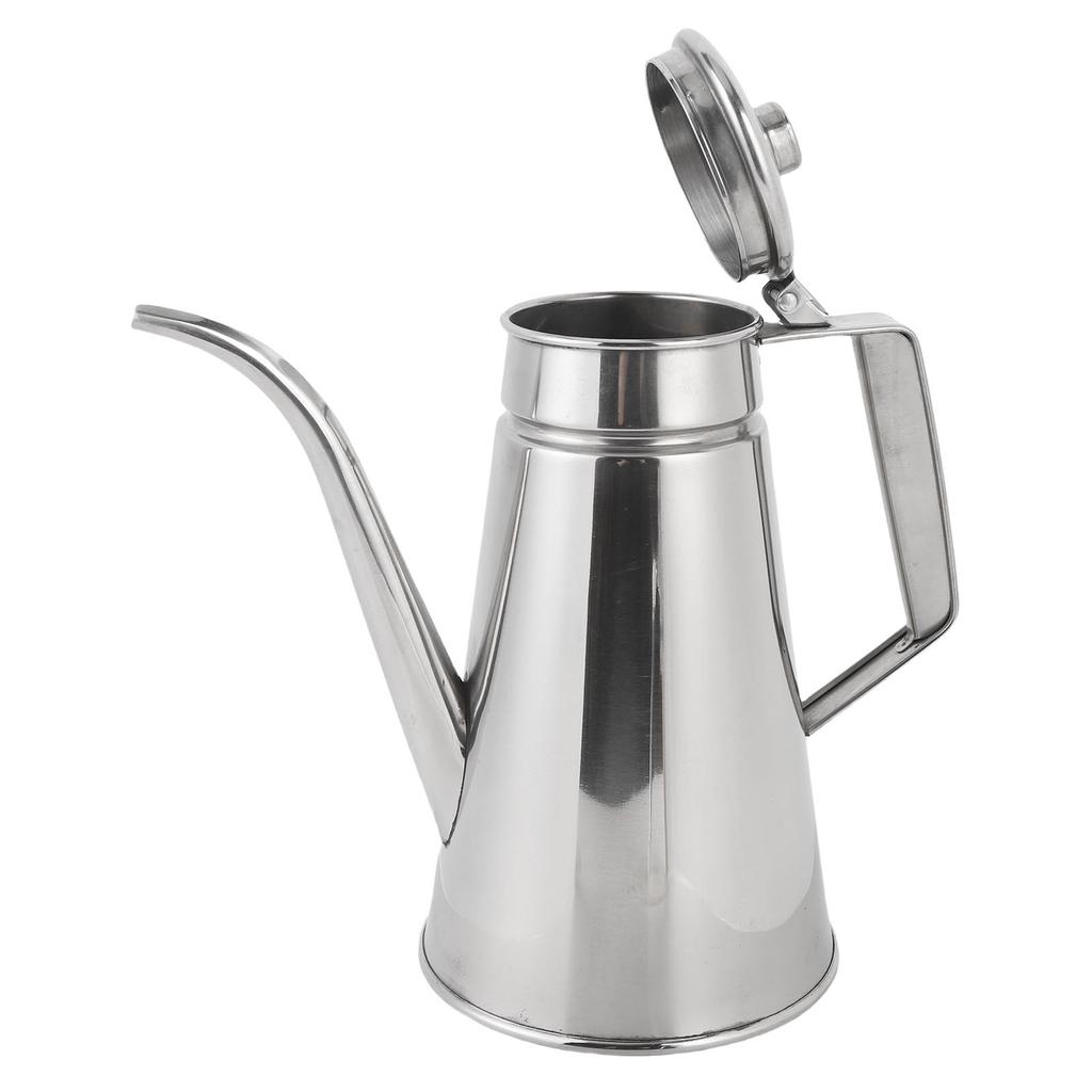 304 Stainless Steel Oil Pot Container with Lid Long Spout Leakproof Soy Sauce Vinegar Dispenser Oil