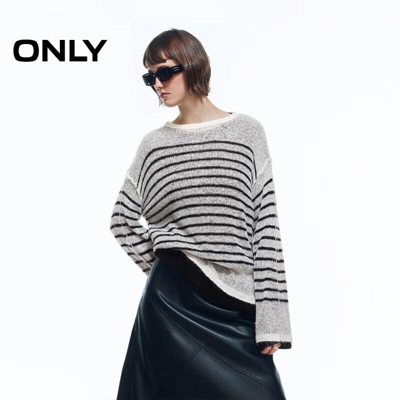 ONLY Women's Relaxed Striped Faux Two-Piece Knit Sweater