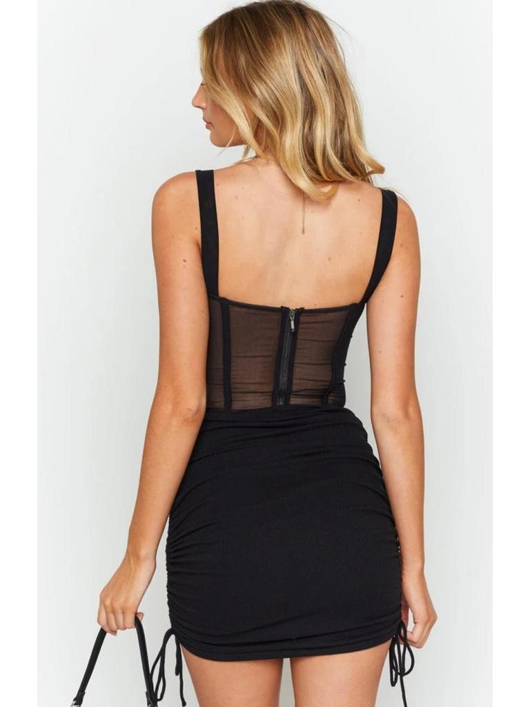 Stickad gängad sidodragsko Stretch Crepe Kjol Sexig Slim Justerbar Höftkjol