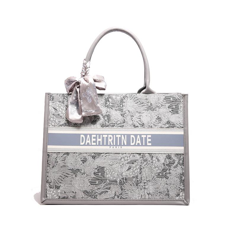 

Вместительная сумка-письмо Новая повседневная сумка для шопинга Универсальный шелковый платок Модная популярная сумка-тоут one size fits all серый