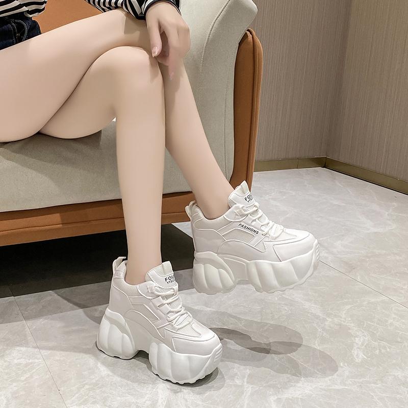 Fashion Women Chunky Sneakers Internal 11CM High Platform Breathable Mesh Shoes Ladies Wedges Casual Shoes For Woman  Sports Dad Shoes