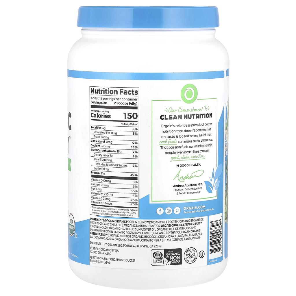 Bio Protein und Greens Proteinpulver, Vegan, Vanillebohne, 882G (1.94Lbs)