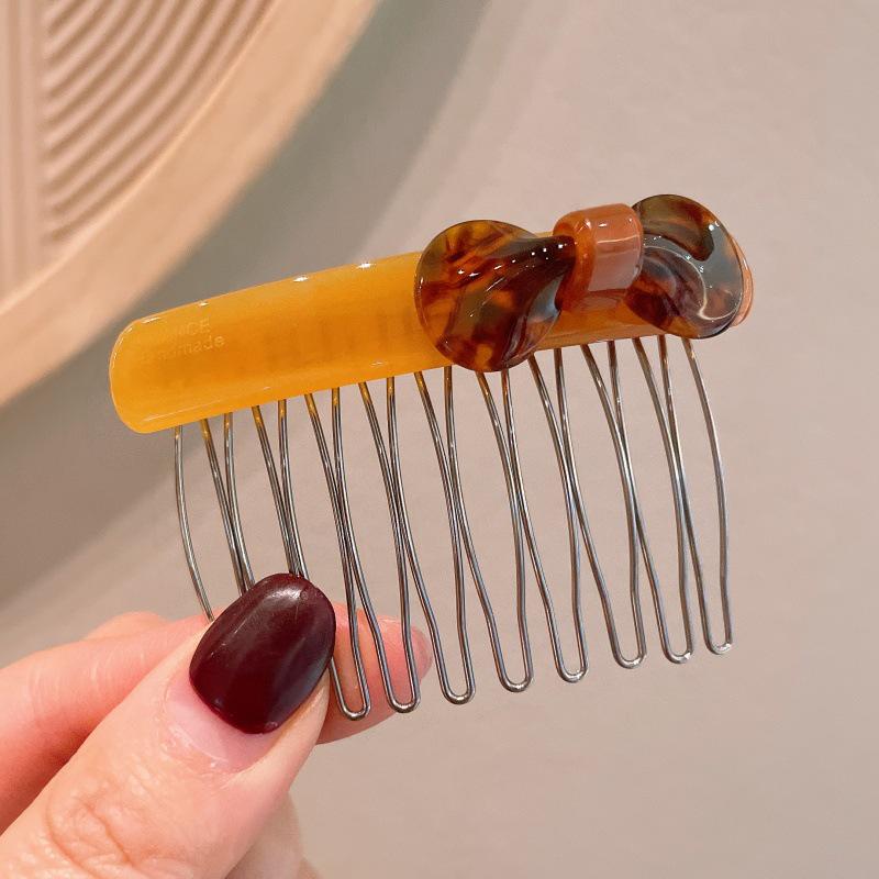 Korean Style Elegant Acetate Hair Comb with Bow Knot