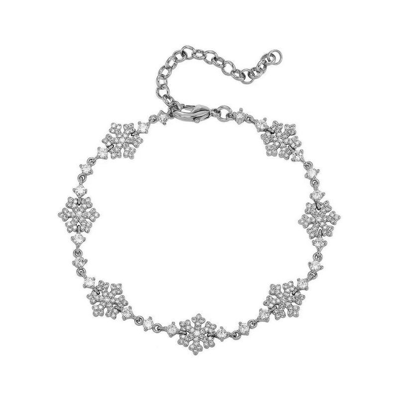 Snowflake Bracelet Snowflake Bracelet Hip Hop Full Rhinestone Zircon Bracelet Trendy Cool Men Personalized European and American Style Silver about 18cm (7Inch)