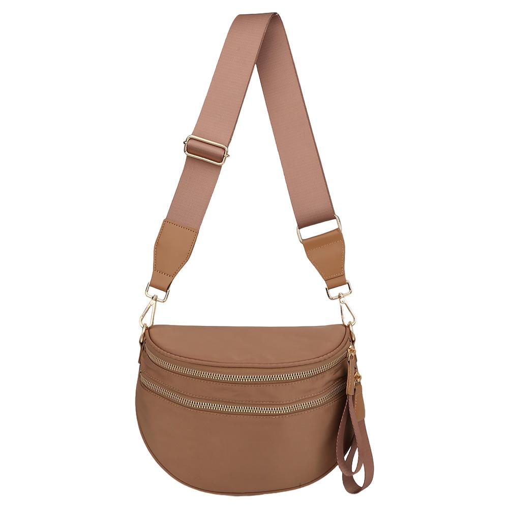 Women Nylon Crossbody Bags with Adjustable and Removable Solid Color Strap Fanny Packs Vintage Shoulder Bag Fashion Dumpling Bag