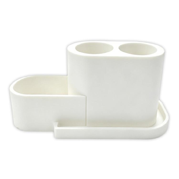 Dorm Bathroom Toothbrush Holder Plastic Counter Stand, Electric Brush Storage Holder for Small Sink Home Spaces