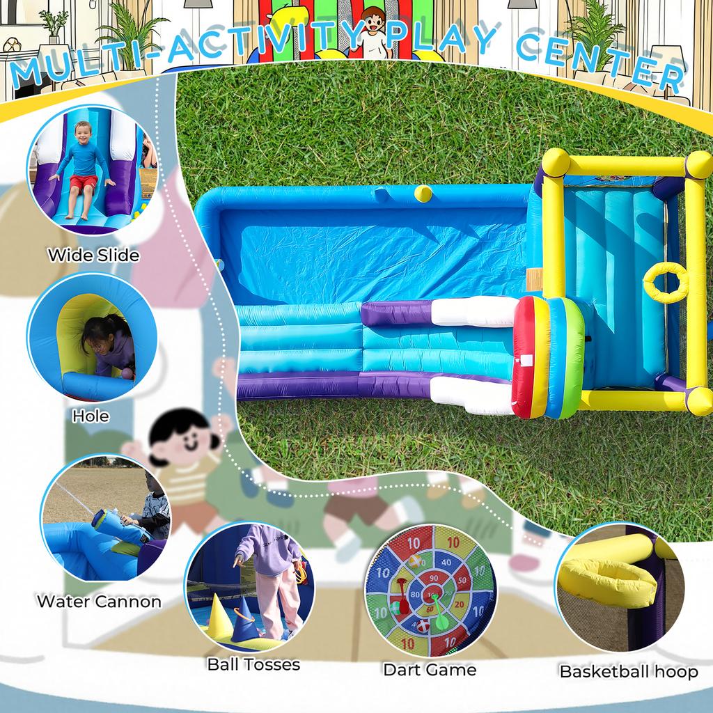 Commercial Inflatable Bouncer Combo Bounce House Combo Water Slide with Slide,Climbing Wall,Obstacles,Trampoline, Ball Pit Pool
