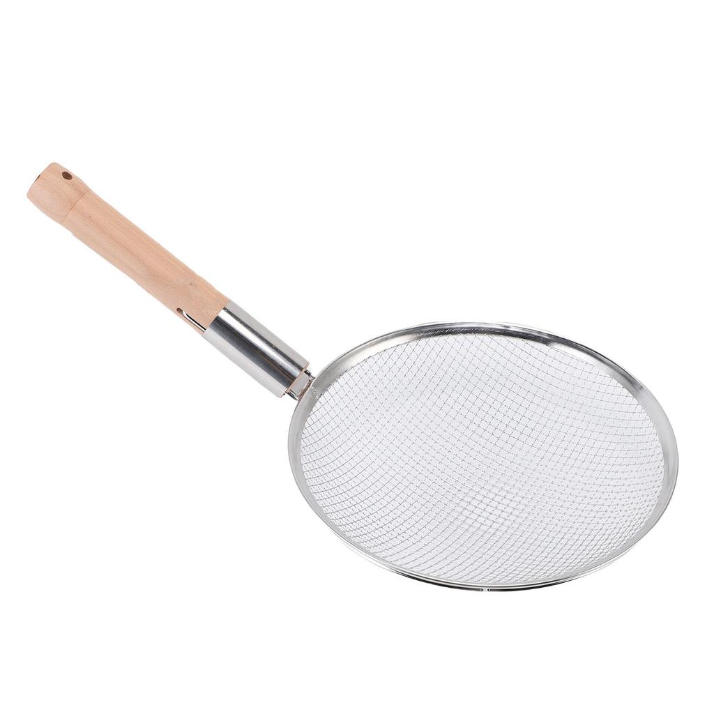 Skimmer Spoon Stainless Steel Fine Mesh Food Strainer Filter Spoon with Wooden Handle Multi Purpose for Home Kitchen