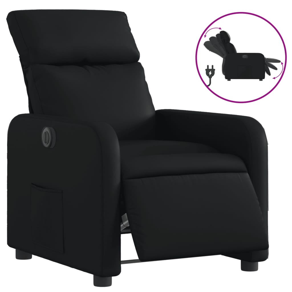 Electric Recliner Chair Black Faux Leather