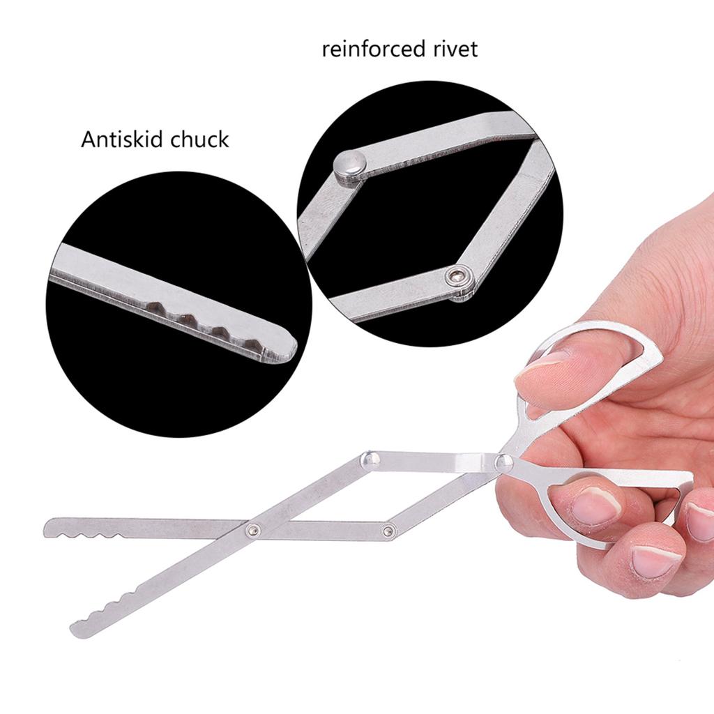Protable Stainless Steel Folding Fire Tongs Outdoor Camping Hiking Stove Accessory