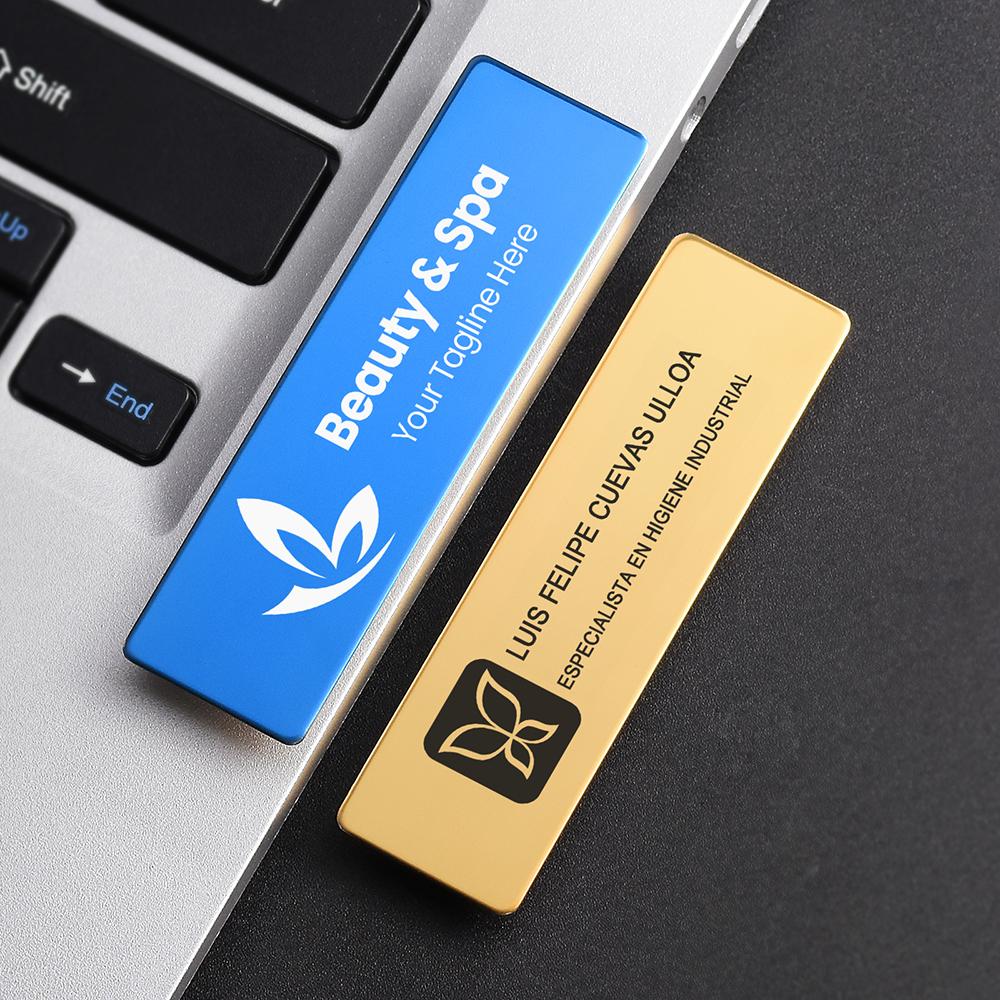 70x20MM Anstecknadeln Pin Personalisiert Kostenlos Anpassbar Gravierter Text Logo Business-Namensschild Stahl Metallanhänger Personalisierte Namensschilder