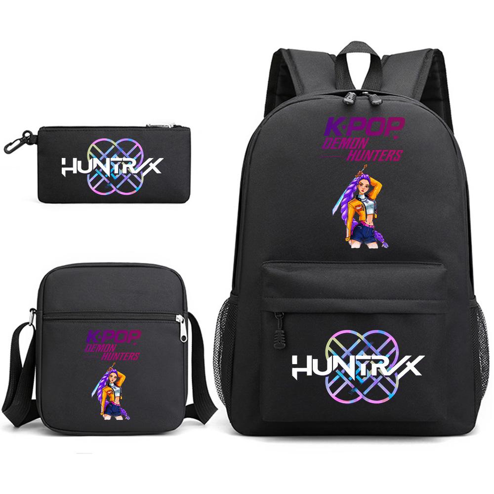 3 st/set Anime Tecknad Tryckt Ryggsäck med Axelväska Pennfodral för Tonåring Student Pojke Flicka Skolväska Stor Kapacitet Bokväska Barn Gåva