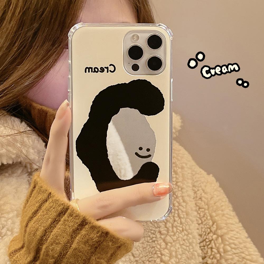 Creamy Smiley Face Suitable for 16pro Max Apple Iphone15 Mobile Phone Case 11 Makeup Mirror Xs Anti Fall 14 Hard