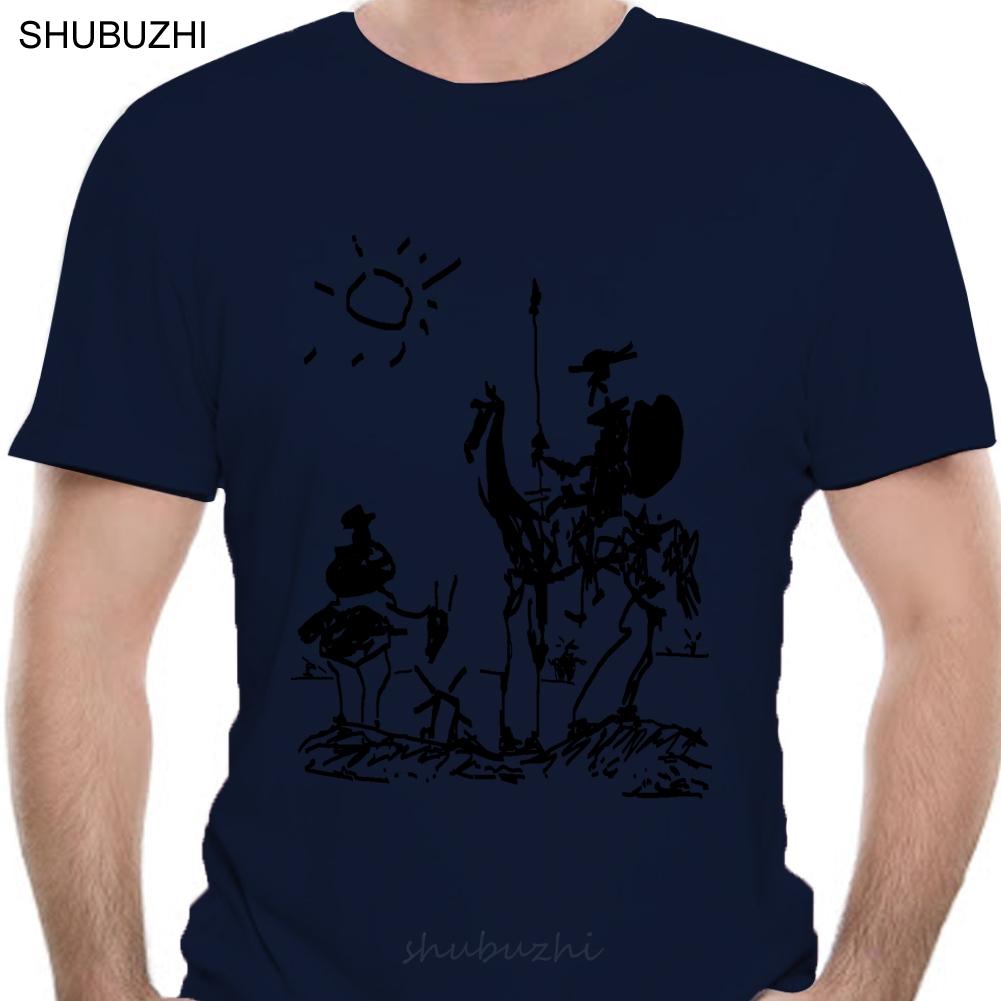 Summer fashion streetwear short sleeve Tees Picasso Don Quixote TShirt Men Funny casual streetwear hip hop printed T shirt S