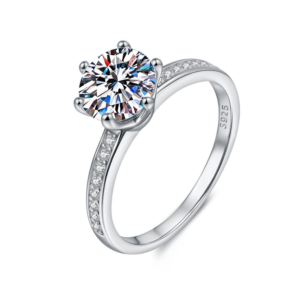 VENTFILLE 100%  CopperRound Moissanite Ring Engagement 2CT D Moissanite Jewelry Certified For Women Anniversary Gift
