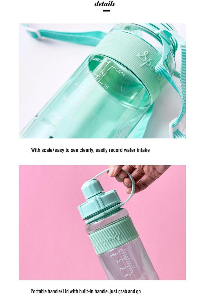 Portable 2000ml Sports Water Bottle with Double Lid and Straw for Men and Women, Ideal for Fitness Activities