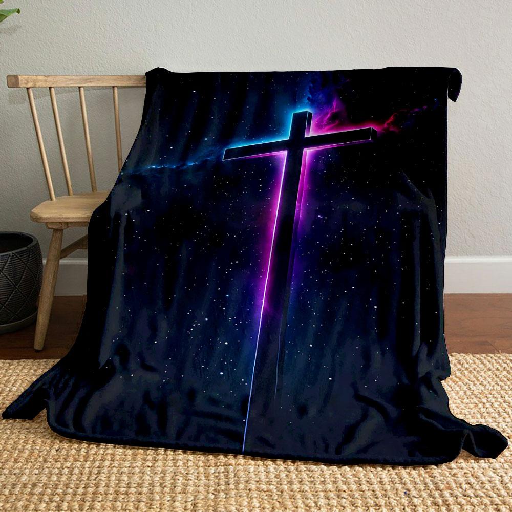

Neon Cross Galaxy Blanket Printed Blanket for Living Room Bed Couch lunch break Soft Cozy Blanket for Friend s festival Gift 80cm x 120cm
