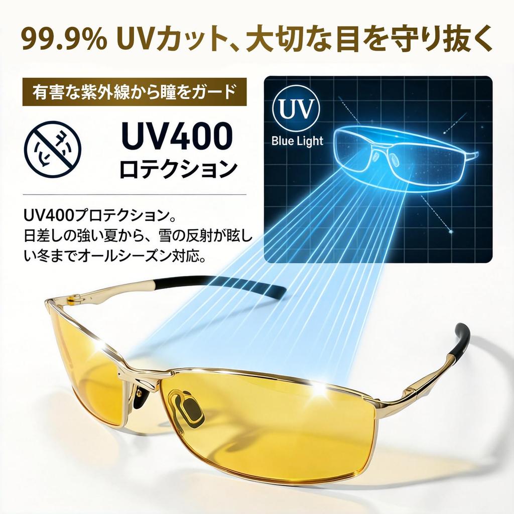 Night Night Glasses for Driving At Day Night Yellow Lens [luckinsell] Sunglasses, Men's Night, UV400, Ultra-lightweight, Outdoor, & Use, (Gold Frame)