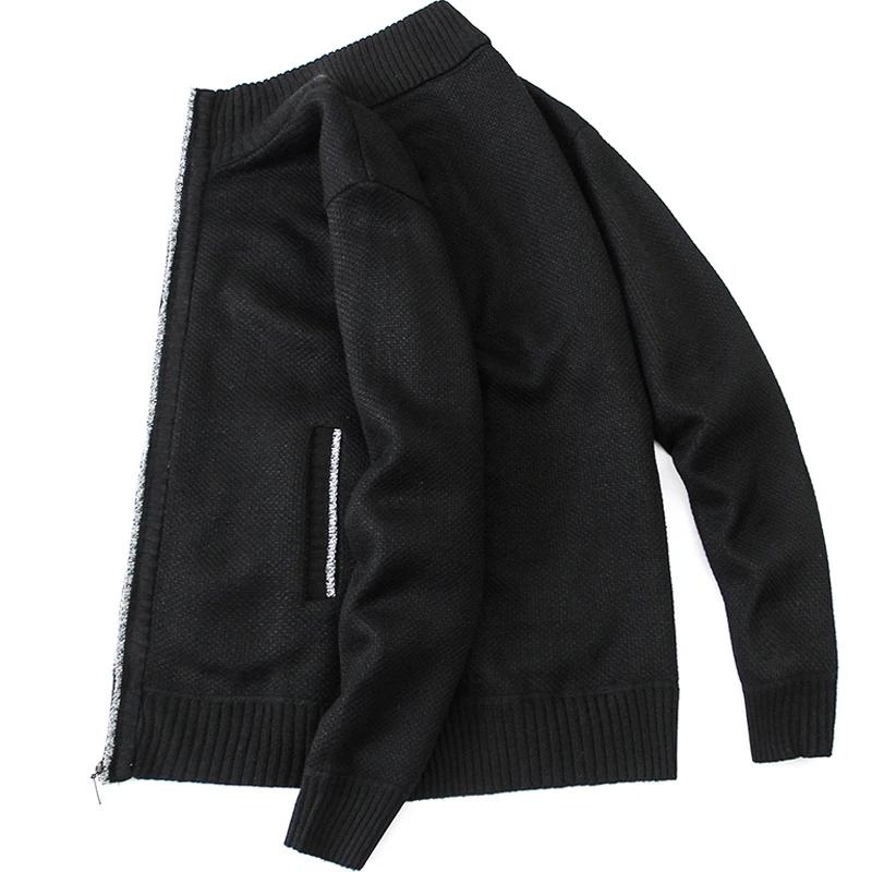 

Men s Casual High Collar Long Sleeve Knitted Top with Velvet Warmth for Autumn and Winter Fashion Multi Functional Jacket M чорний