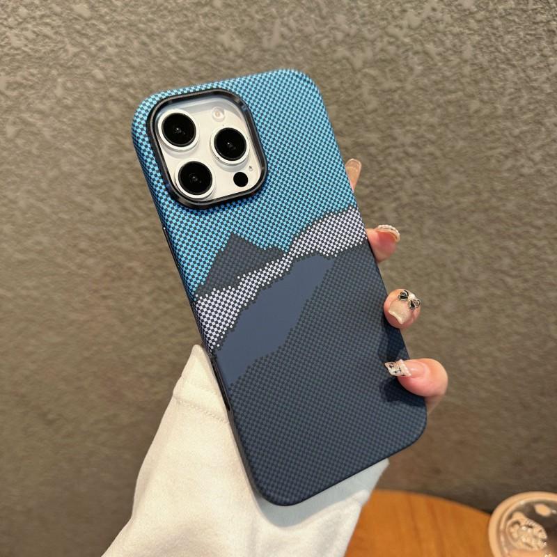 Carbon Fiber Texture Magnetic Phone Case IPhone 17 Pro Max 16 15 14 13 PC Hard Shell Shockproof Anti Scratch