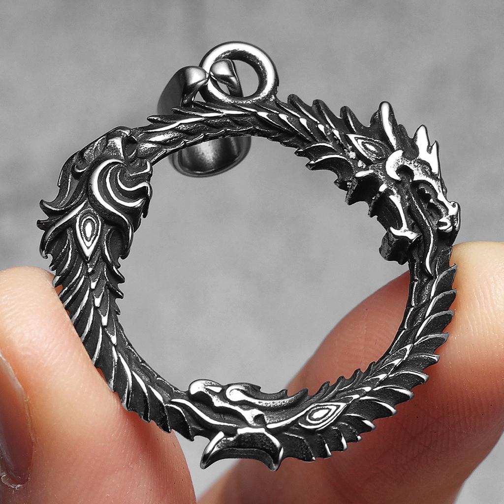 Triple Dragon Ring Amulet Men Necklaces Stainless Steel Pendant Chain Women Fashion Jewelry New In Accessories Gifts