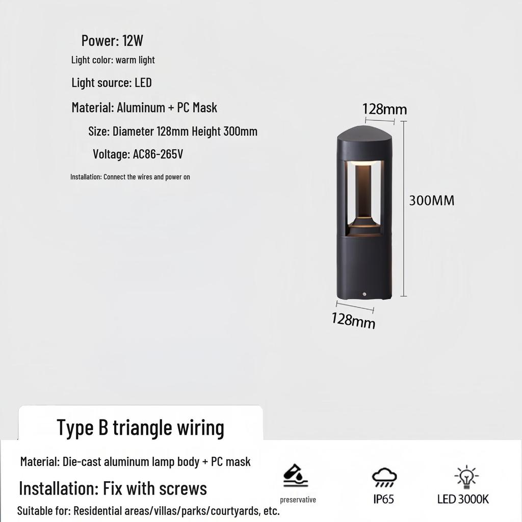 Solar-Powered LED Garden Lawn Lights - Waterproof, Modern, Outdoor Courtyard Lighting