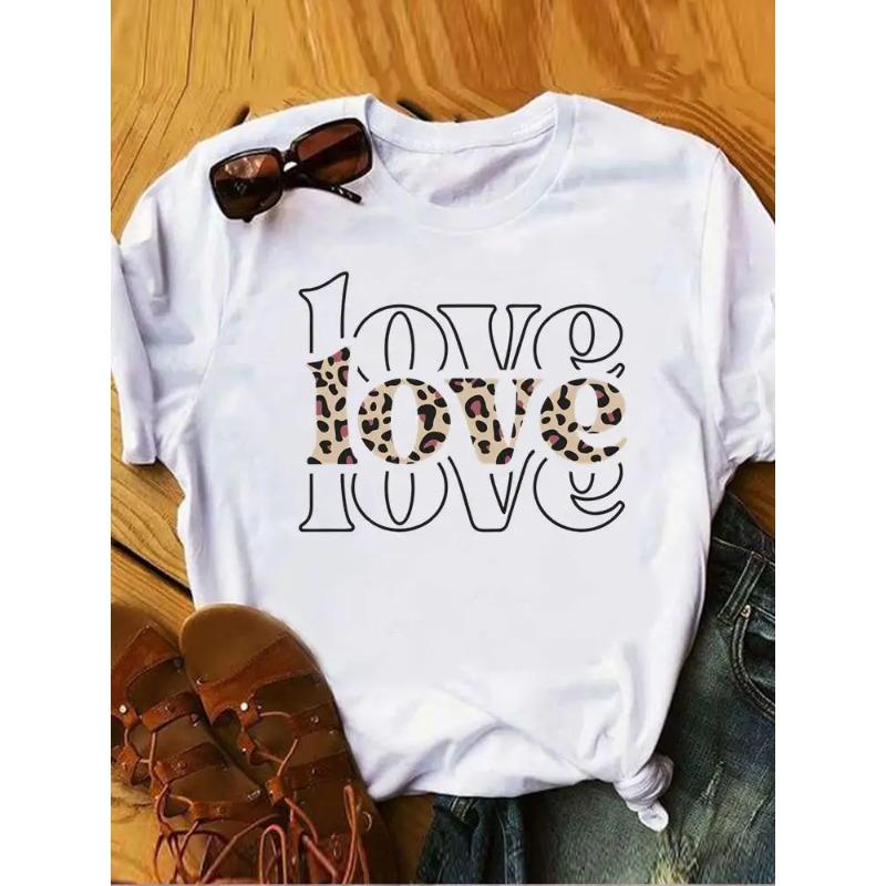 Women Female Graphic Tee Clothes Ladies Peace and Love Vintage Watercolor Summer T Clothing Print Fashion Tshirts Short Sleeve