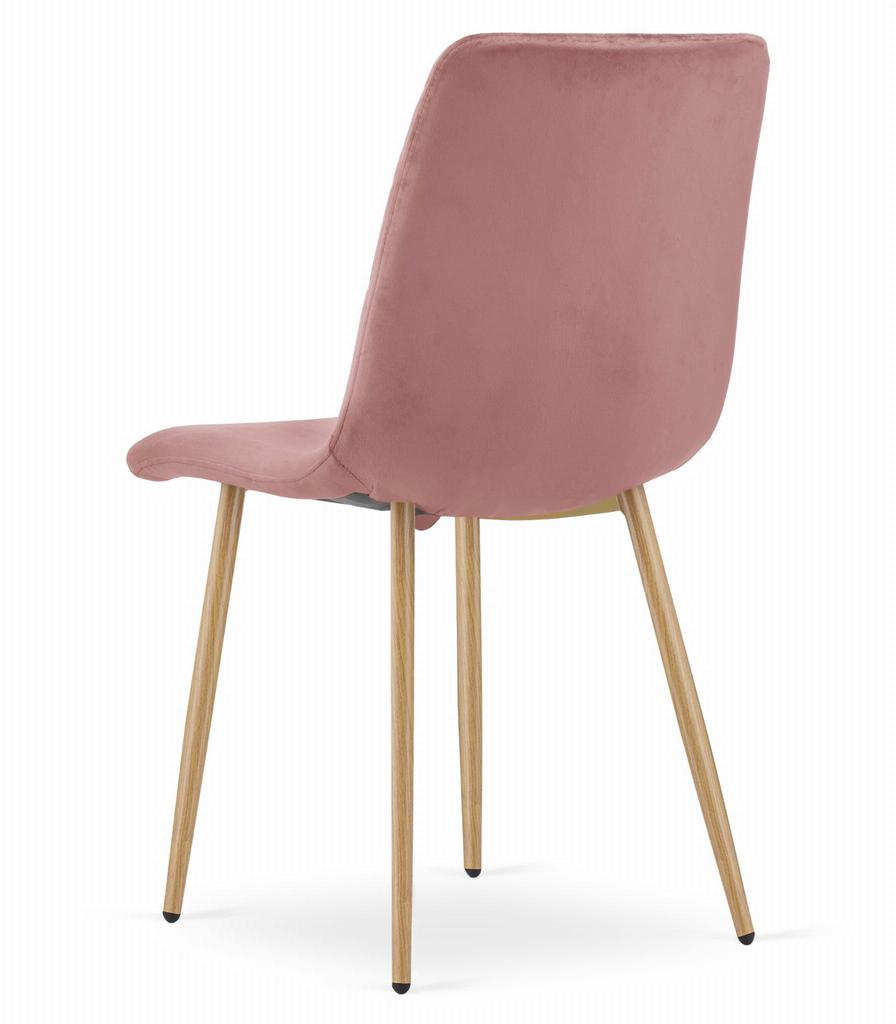 TURIN chair - pink velvet / wood color legs x 1