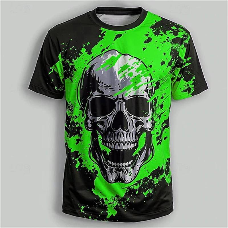 Y2k Men's T Shirt Fashion Casual Vintage Skull 3D Print Summer O Neck Top Men Hip Hop Dragon Pattern Oversize Men Street T-shirt