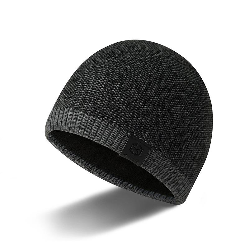 New Knitted Hat Men's Dome Pullover Autumn and Winter Warm Hat, Fashion Casual Leather Label Wool Hat