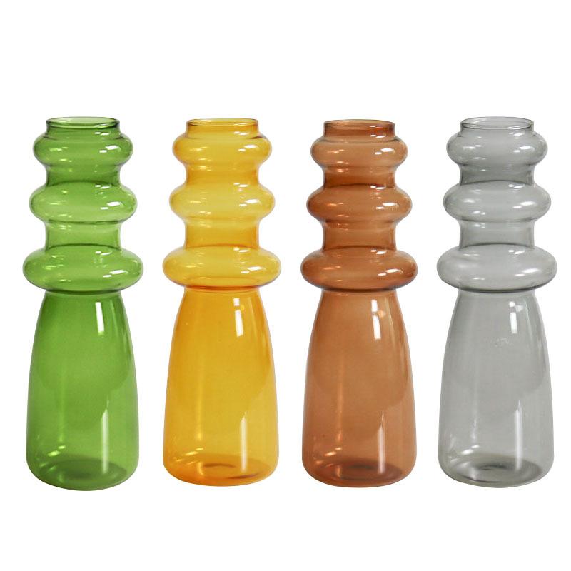 Modern Simple Colored Glass Vase Creative Spiral Wave Glass Vase Living Room Arrangements Decoration Ornaments Floral Home Decor