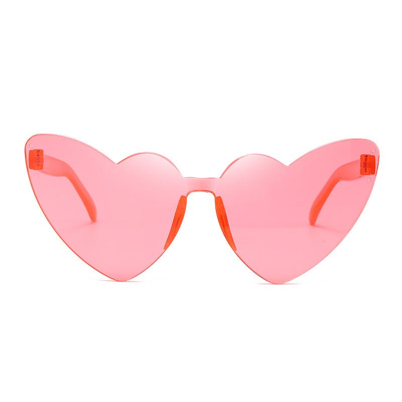 Amazon Thin Peach Heart Sunglasses Jelly Color Rimless Heart-Shaped One-Piece Glasses Candy Color Love Sunglasses