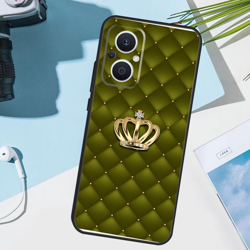 Quilted Texture Sofa Pattern Crown Case For OPPO Reno 11 12 13 13F 12F 11F 8T 7 8 10 Pro OPPO Find X8 Pro X6 X3 X5 Lite Cover