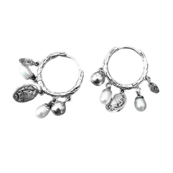 1 Pair Women Earrings Imitation Pearls Beads Tassel Hoop Earrings Retro Style Round Earrings Jewelry Gift