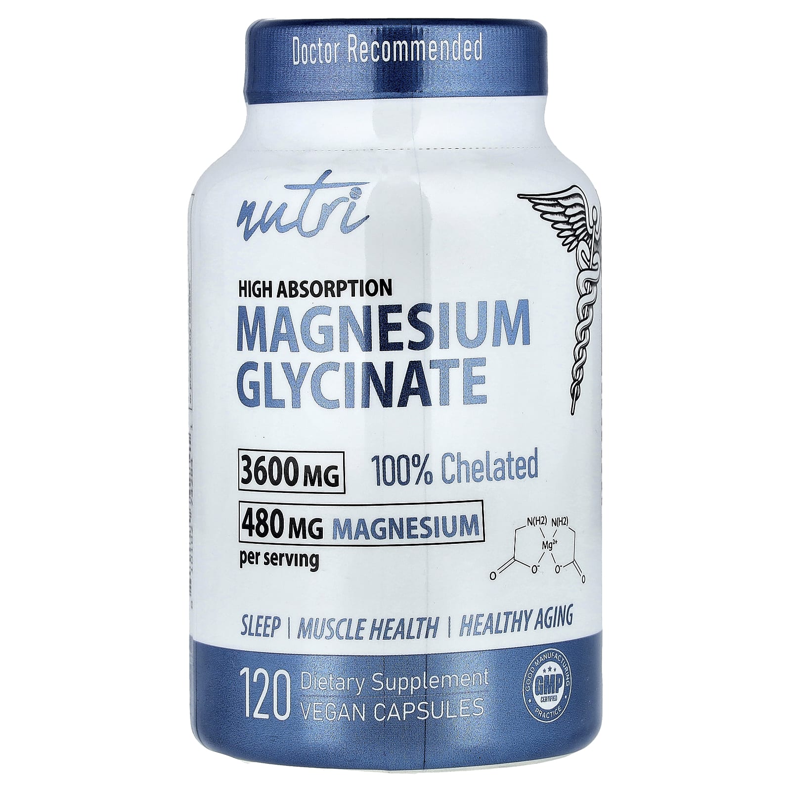 

Glycine Magnesium, High Absorption, Veggie Capsules 120 (900Mg per Capsule)