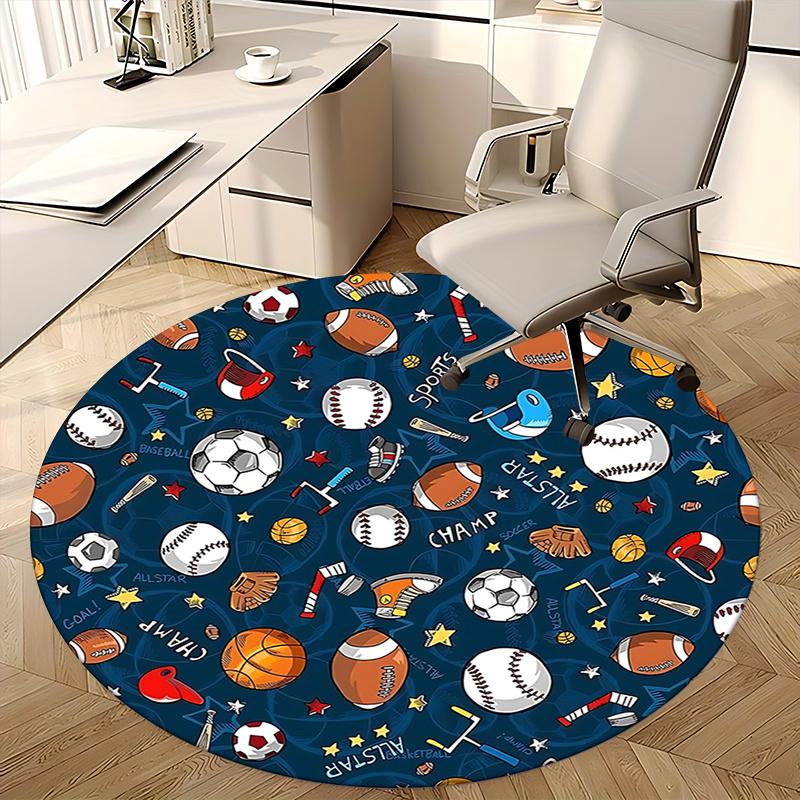 Sports Ball Office Carpet Chair Mats for Desk, Sports Theme Office Chair Mat, Non-Slip Office Carpet Chair Mats for Floor, Home Decor Office Carpet Ch