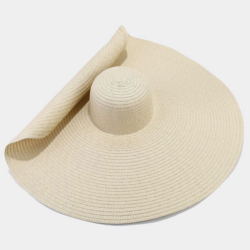 

Элегантная женская большая пляжная шляпа от солнца 25 см с широкими полями для путешествий на открытом воздухе с защитой от ультрафиолета 57 бежевый