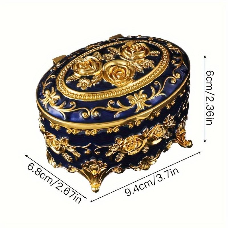 Rosenblumen Schmuckschatulle Retro Heim Waschtisch Metall Aufbewahrungsbox Dekorative Schmuckschatulle für Ringe Ohrringe & Kleine Accessoires
