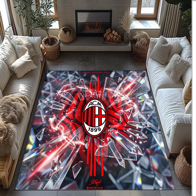 AC Mailand Bedruckter Flanell Teppich Rutschfest Weicher Polyester Boden Teppich Indoor Dekor Matte für Schlafzimmer Wohnzimmer Sofa Spielzimmer Heimdekoration