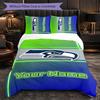 Seattle Seahawks Customized Name Text Bedding Set, 1 Duvet Cover & 2 Pillowcases Personalized Bedroom Gift