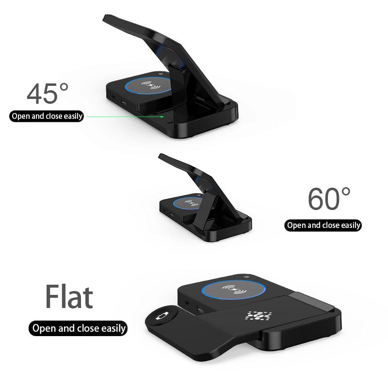 Ny Trend 15W Hurtig Trådløs Oplader Tre-i-Én Foldbar Magnetisk Suge Telefon Hovedtelefon Ur 4-i-Én Elektrisk Opladning