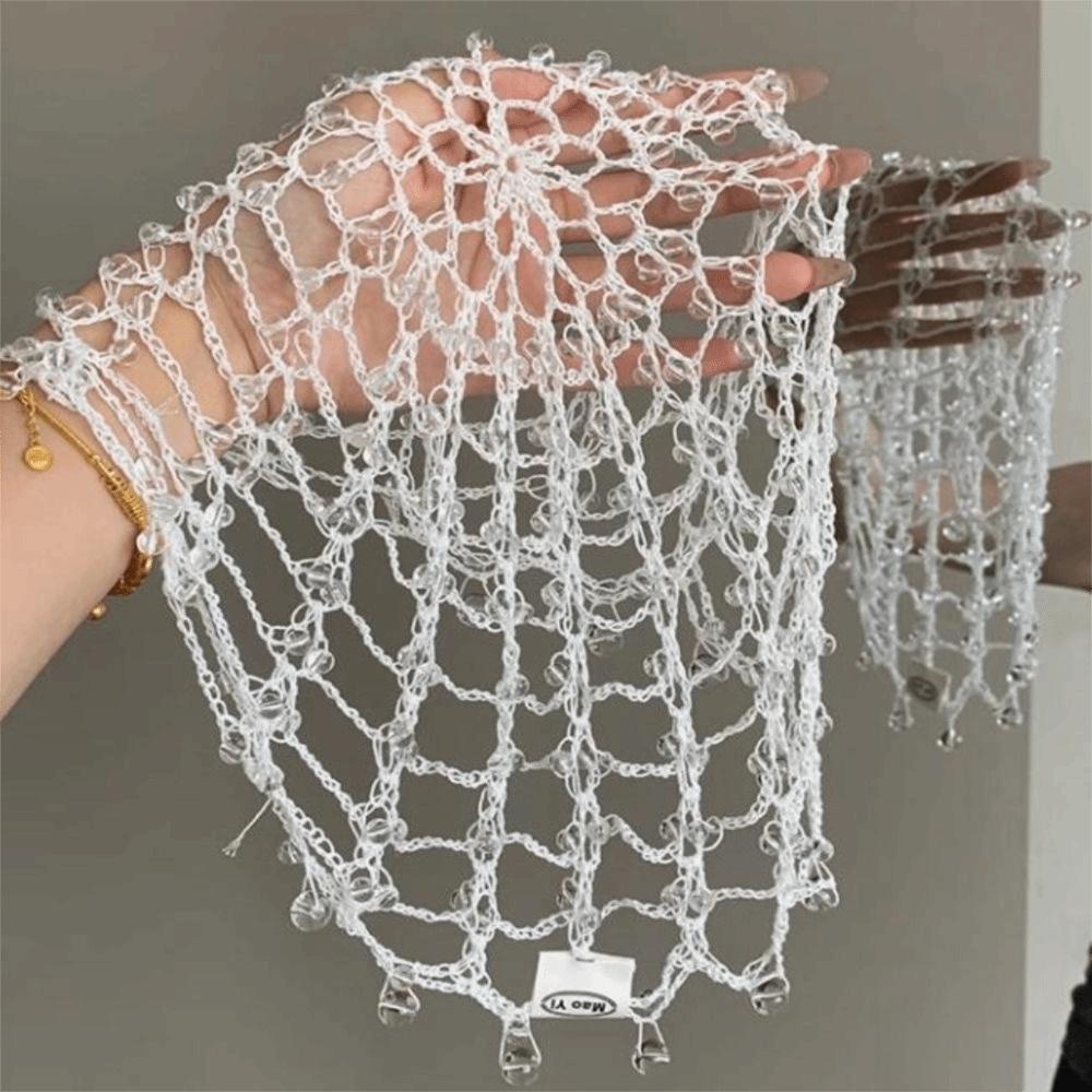 Handmade Chain Beaded Hats Punk Y2K Tassel Hollow Out Cap New Versatile Beanies Head Cover